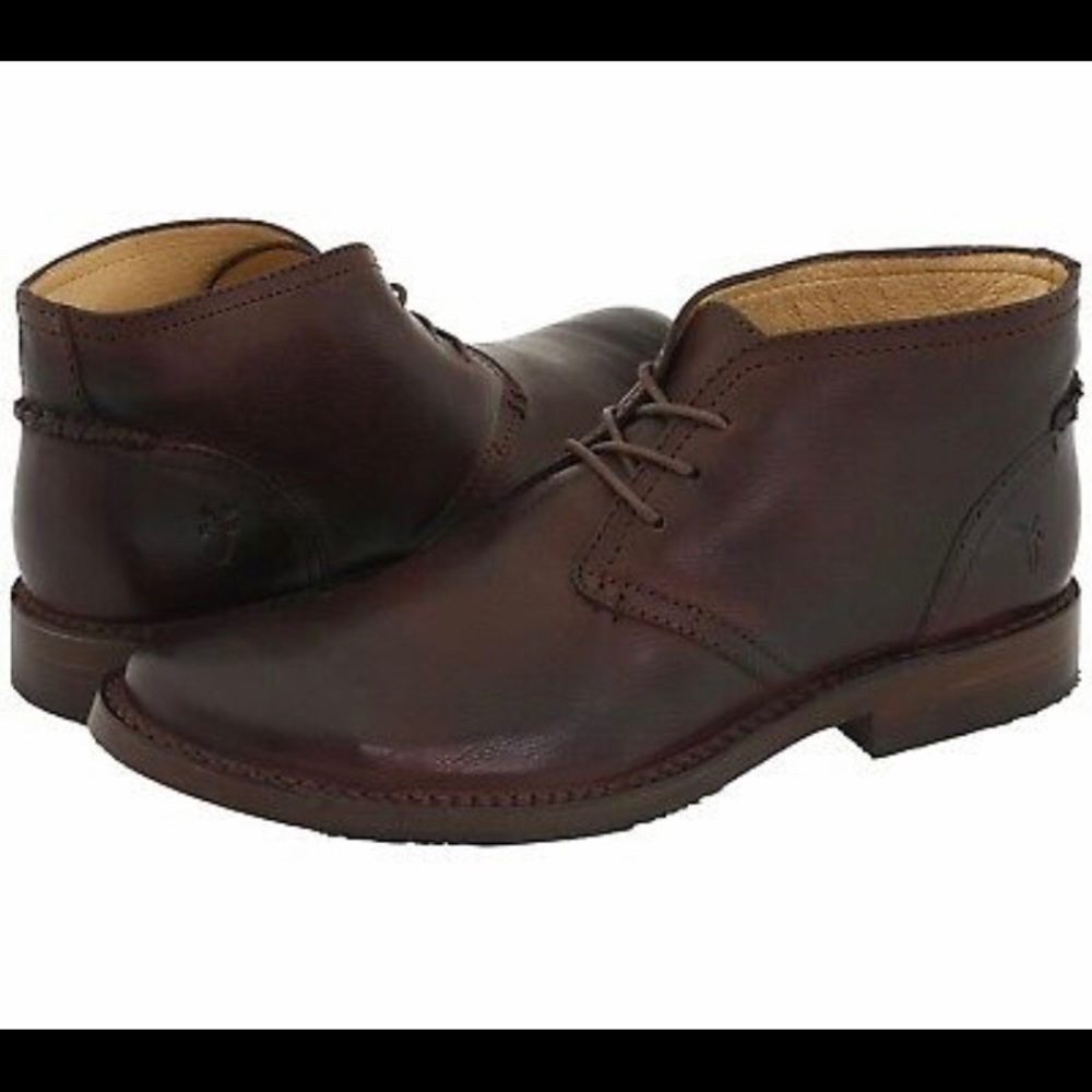 Frye Men’s Oliver Lace-Up Chukka Boots Size 8 Brown Leather Casual Used